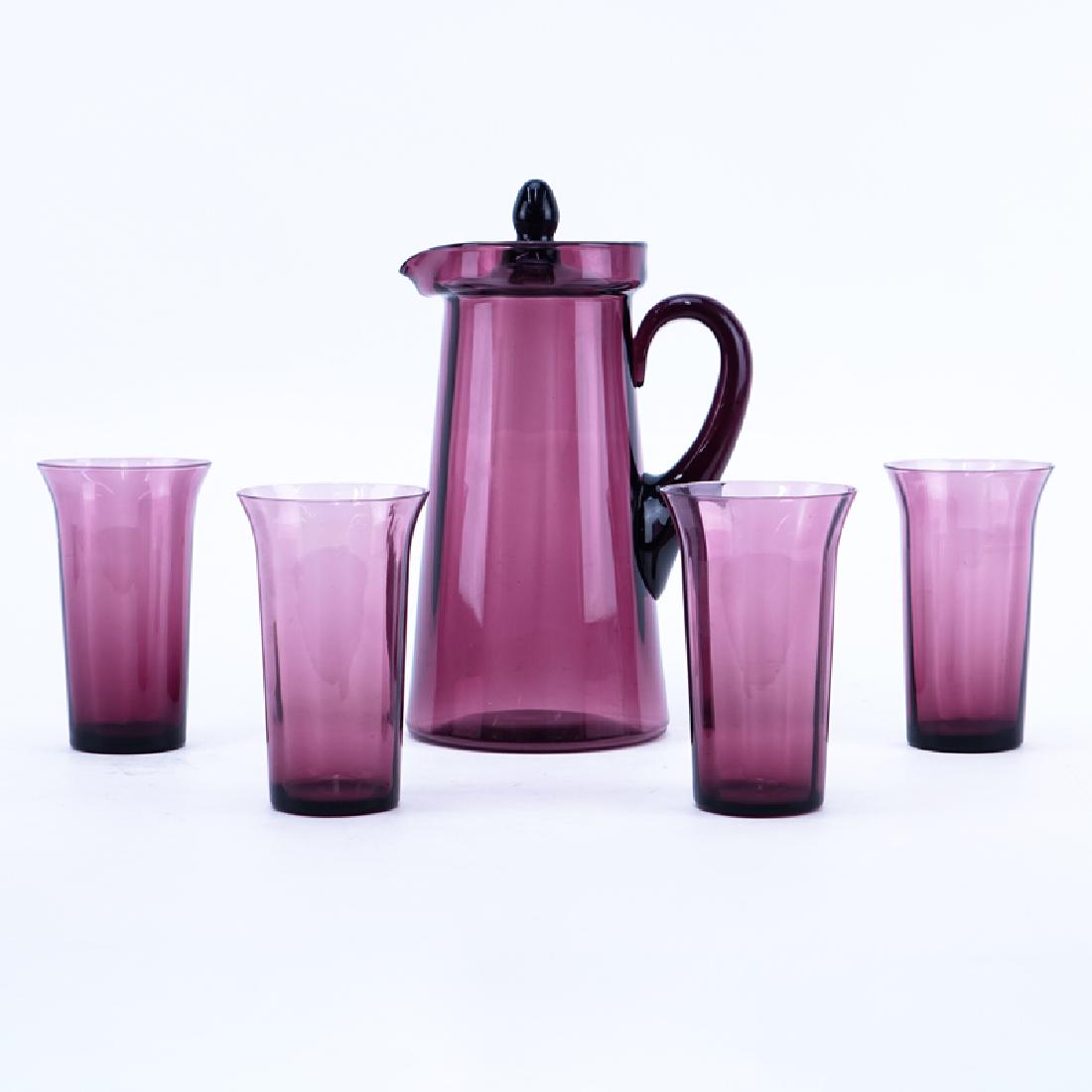 Five (5) Piece Fostoria Amethyst Glass Water Set (1 of 5)