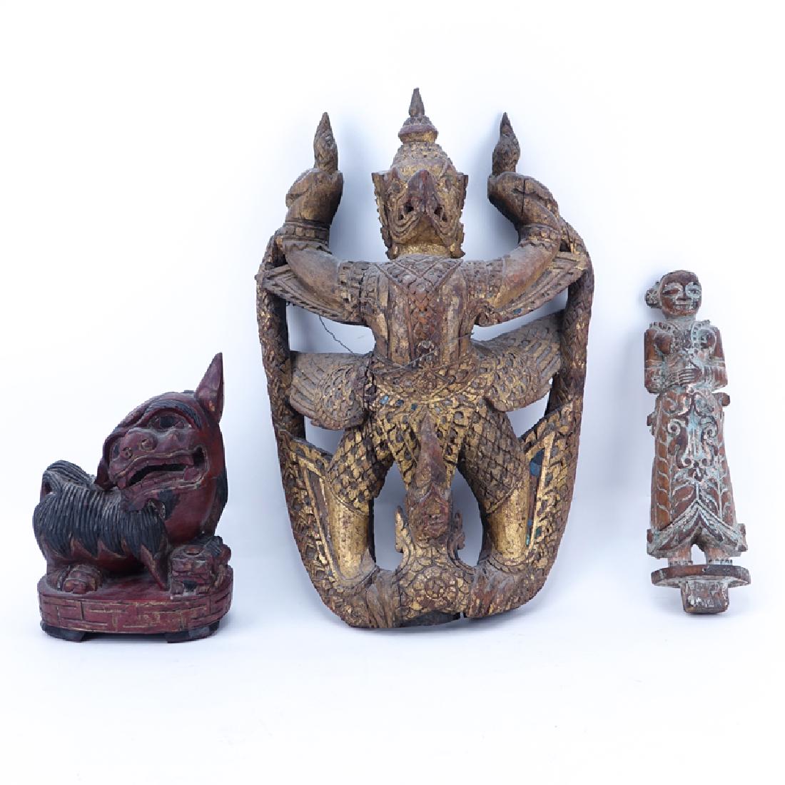 Lot of Three (3) Asian Wood Carvings (1 of 2)