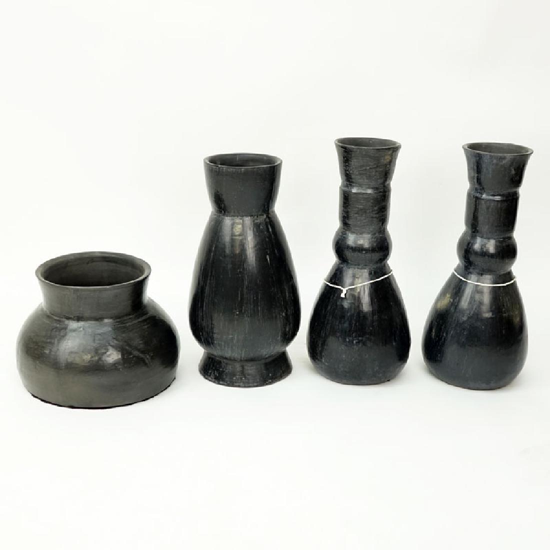 Collection of Four (4) Mexican Blackware Pottery Vases (1 of 4)