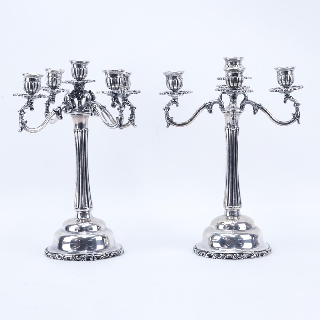 Pair Vintage Mexican Sterling Silver Five (5) Light (1 of 6)