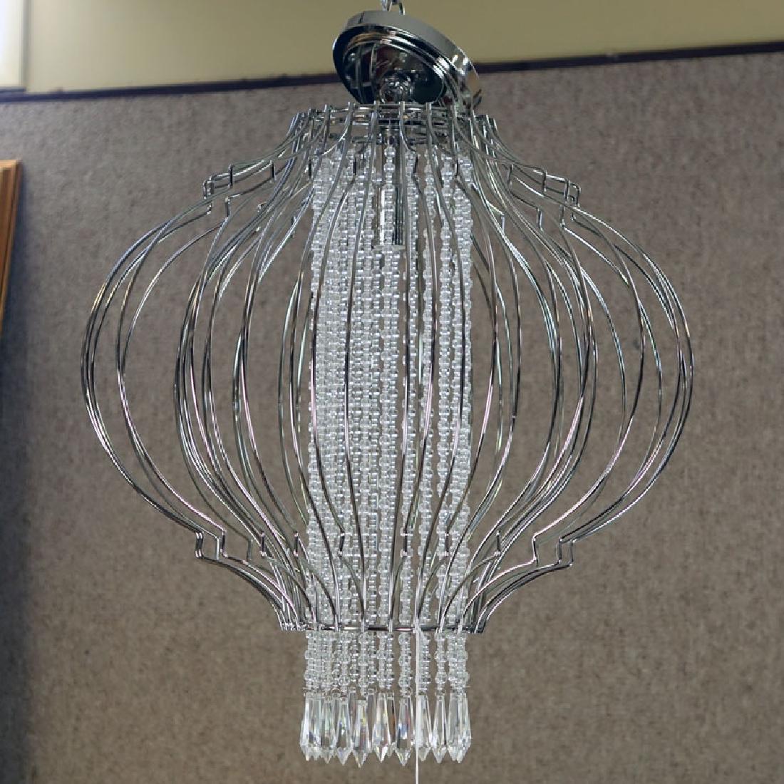 Modern Chrome and Hanging Crystal Pendant Light Fixture (1 of 2)