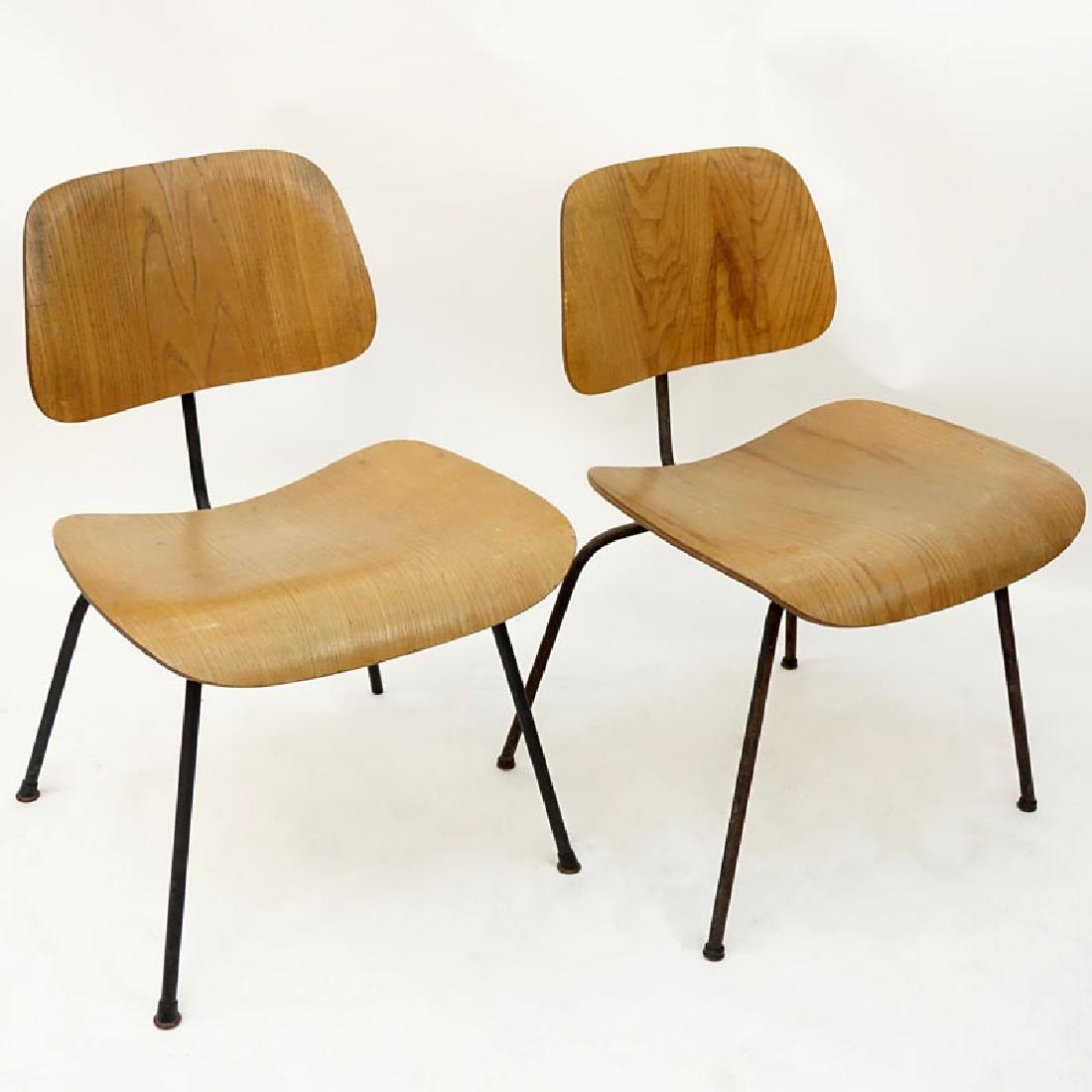 Pair Mid Century Eames Molded Plywood Chairs With Metal (1 of 5)