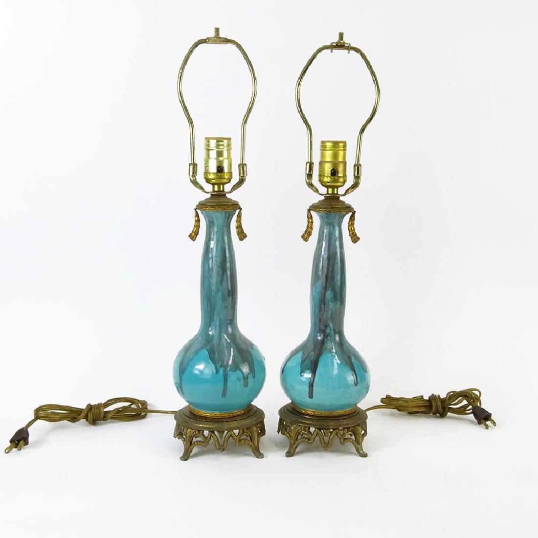 Pair of Circa 1920's Bronze Mounted Porcelain Lamps. (1 of 5)