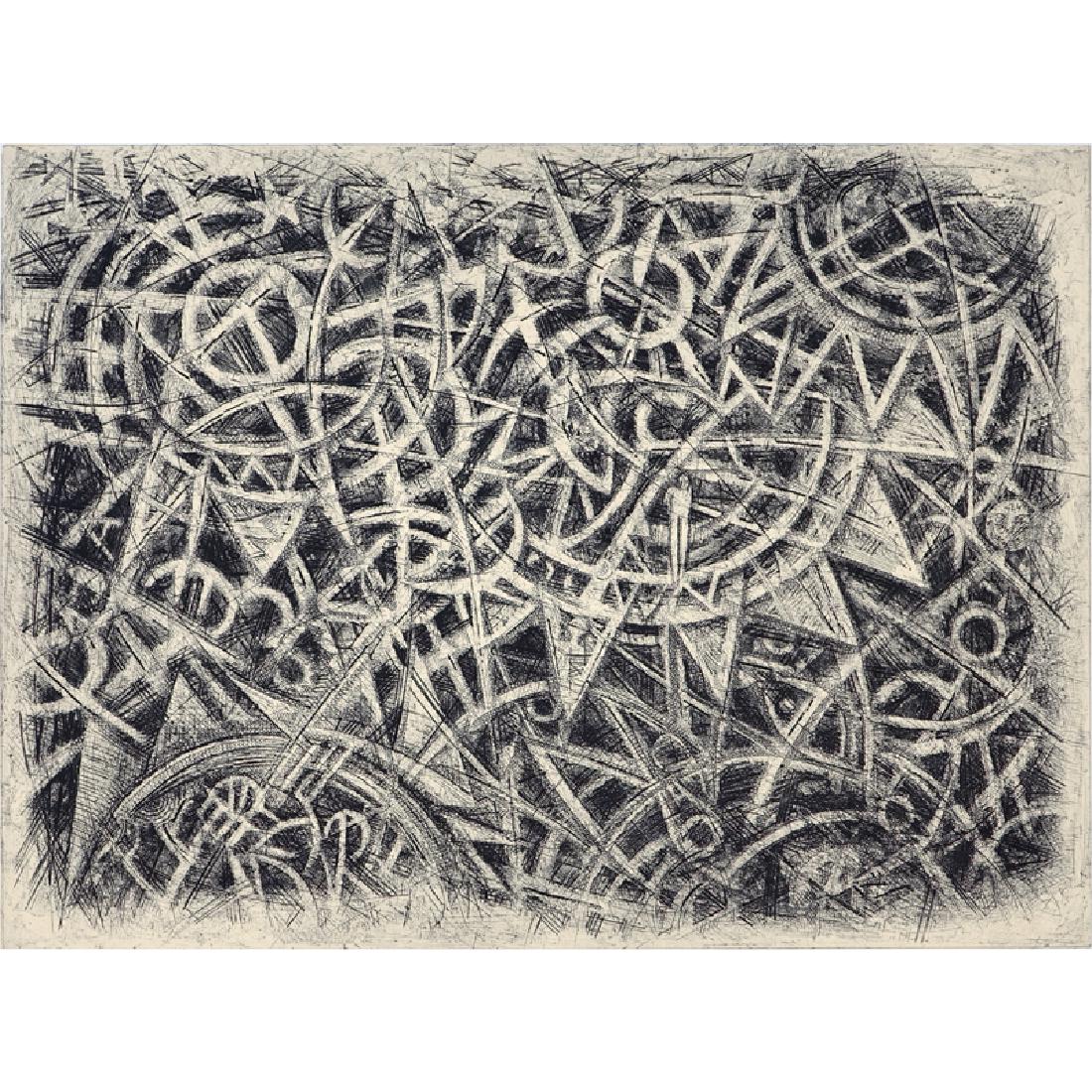 European School Etching "Abstract" (1 of 5)