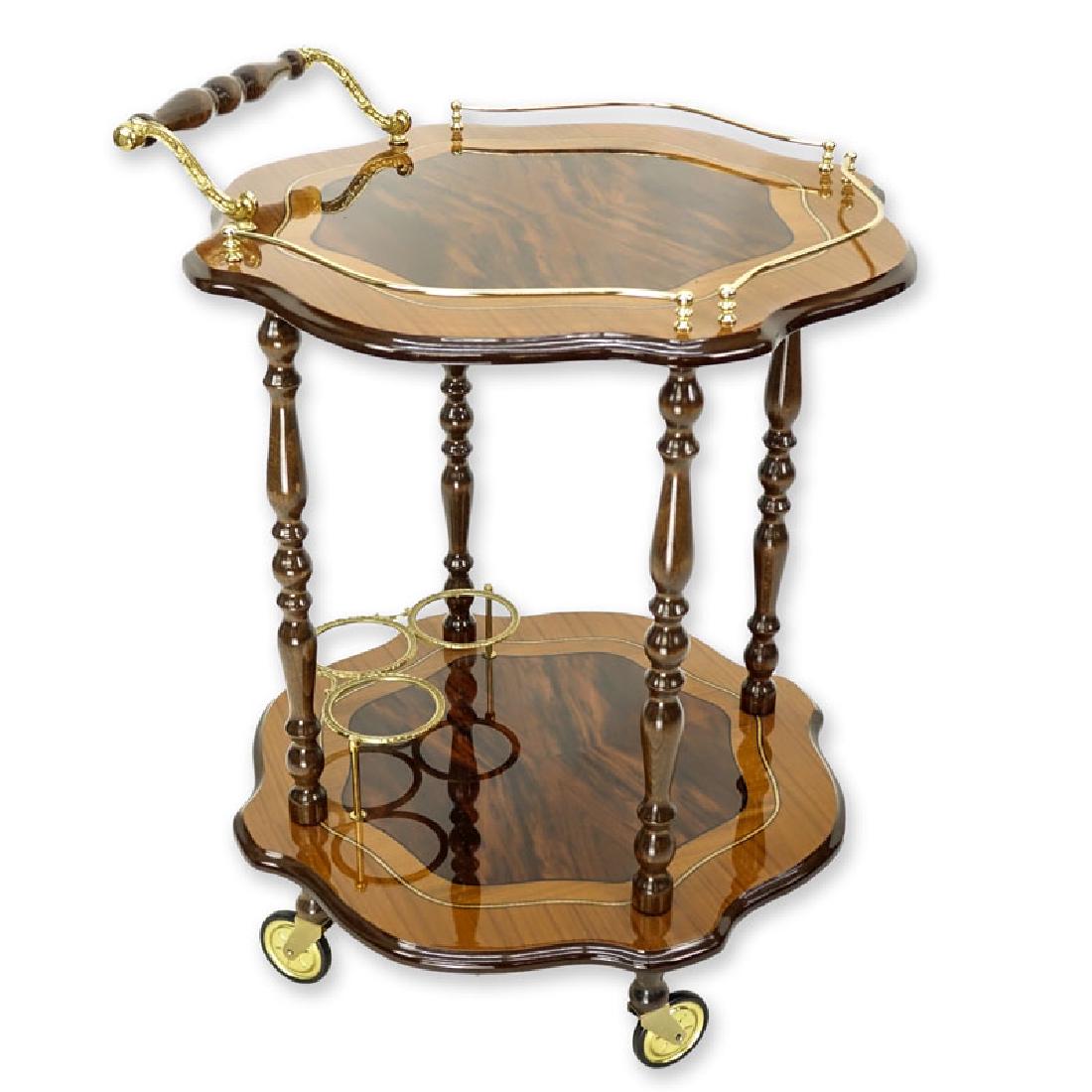 Vintage Italian Burl Lacquer Rolling Cart / Trolley by (1 of 6)