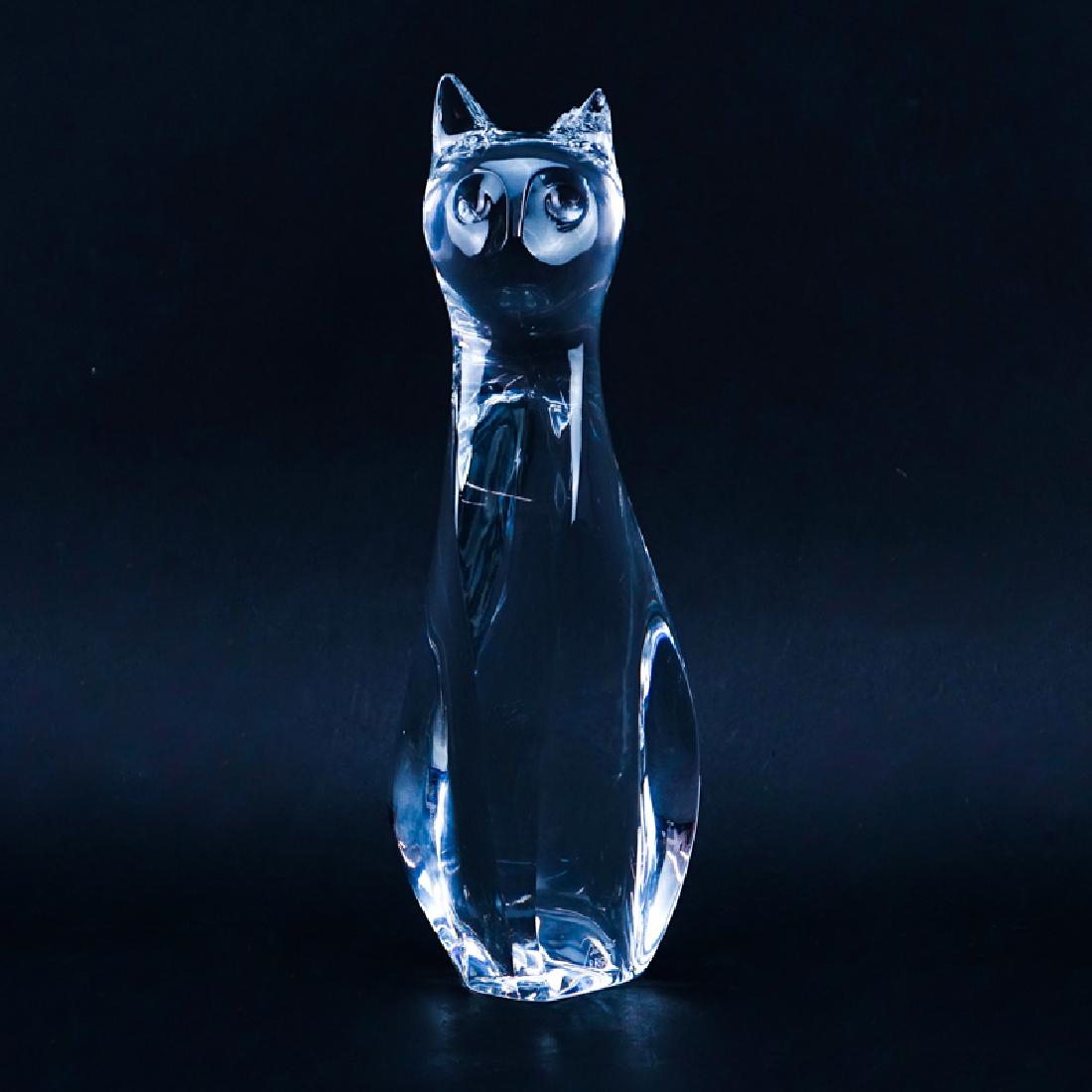 Baccarat Crystal Cat Figurine by Robert Rigot. Signed, (1 of 4)