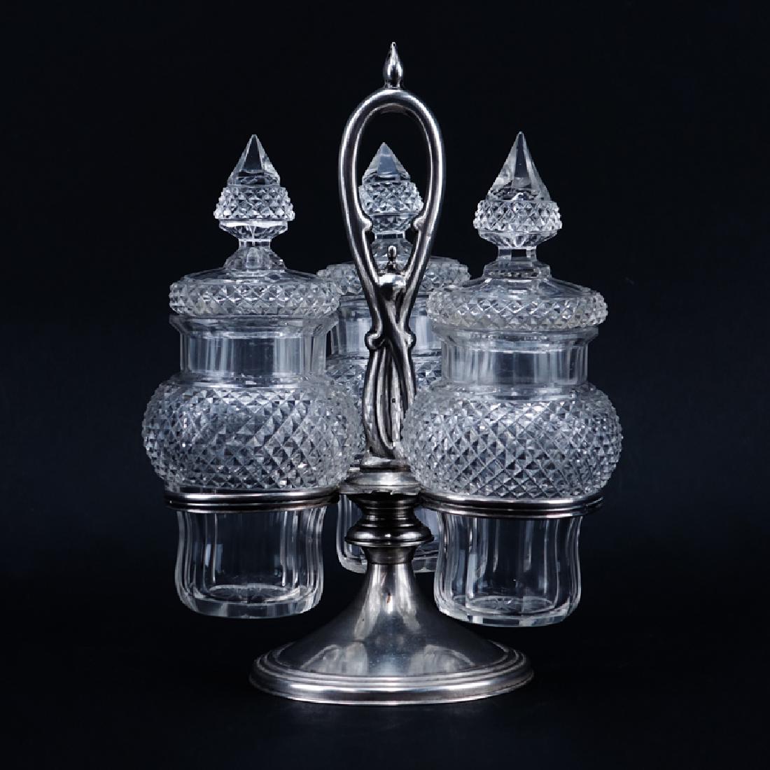 Antique Continental Silver Three Arm Cruet Set with Cut (1 of 3)