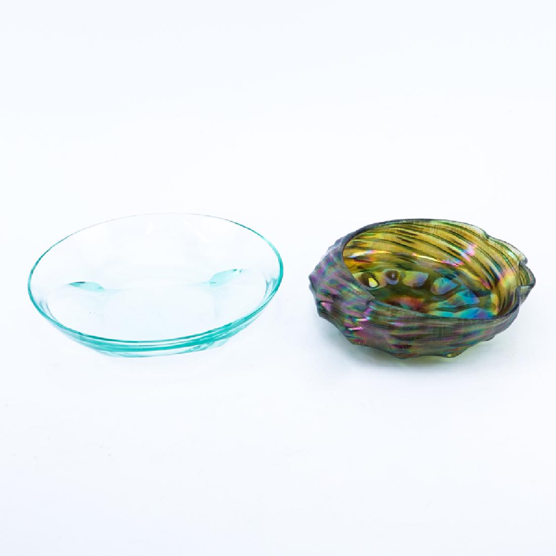 Lot of Two (2) Tableware, Lundberg Studios and Moser: Lot of Two (2) Tableware, Lundberg Studios and Moser Bowls. All signed appropriately, Lundberg bowl dated 2005. Both are in good condition. Moser measures 2" H x 10" Dia., Lundberg measures 3" H x 8-1