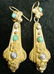 61A: Antique Victorian 14k Gold Drop Earrings w/ Turquo