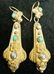 61A: Antique Victorian 14k Gold Drop Earrings w/ Turquo - 6
