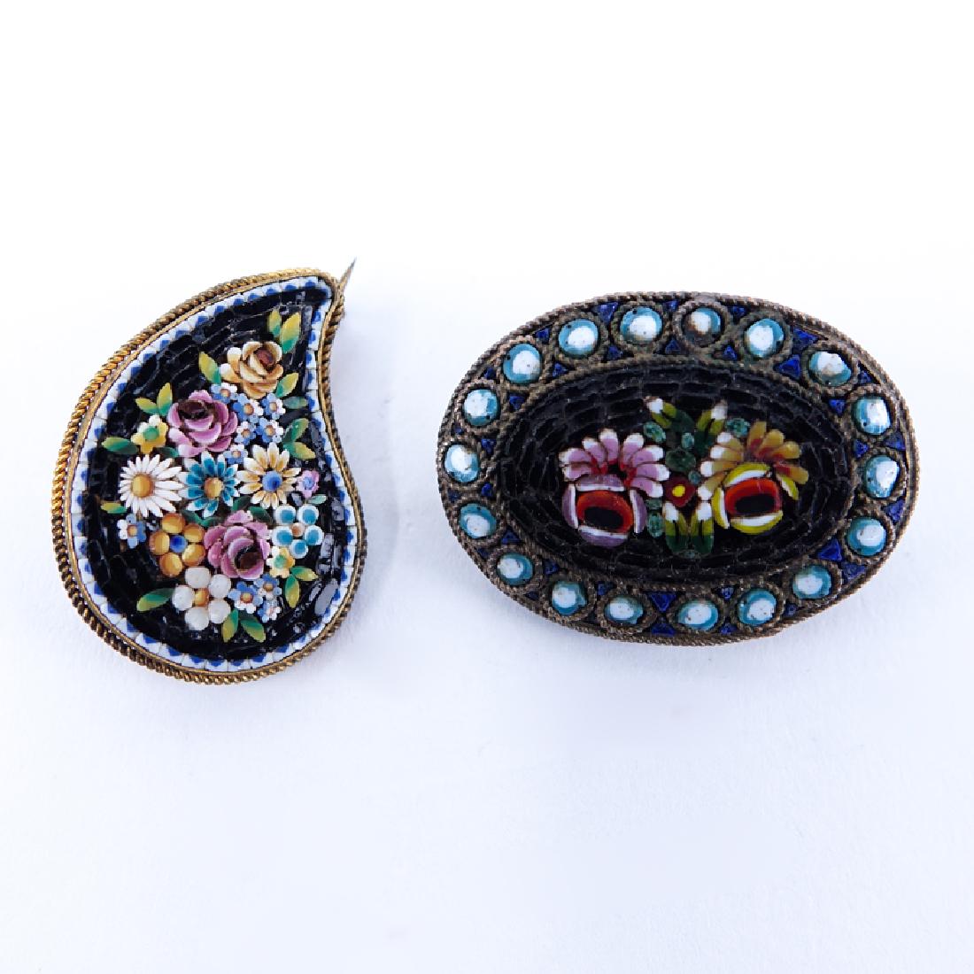 Two (2) Vintage Italian Micromosaic Brooches. Both with (1 of 2)
