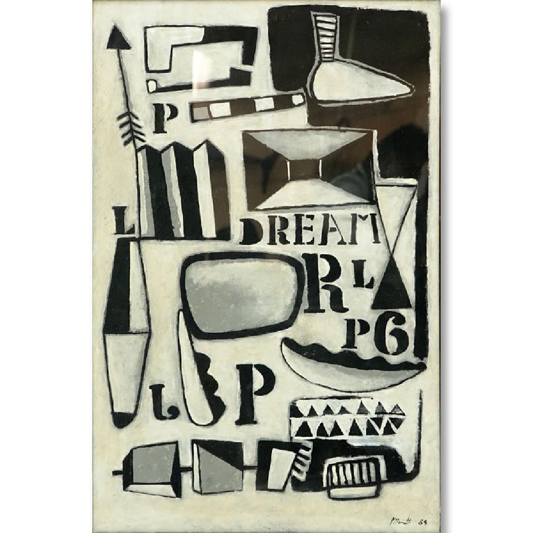 Mid-Century Italian School "Arte Povera" Oil on (1 of 4)