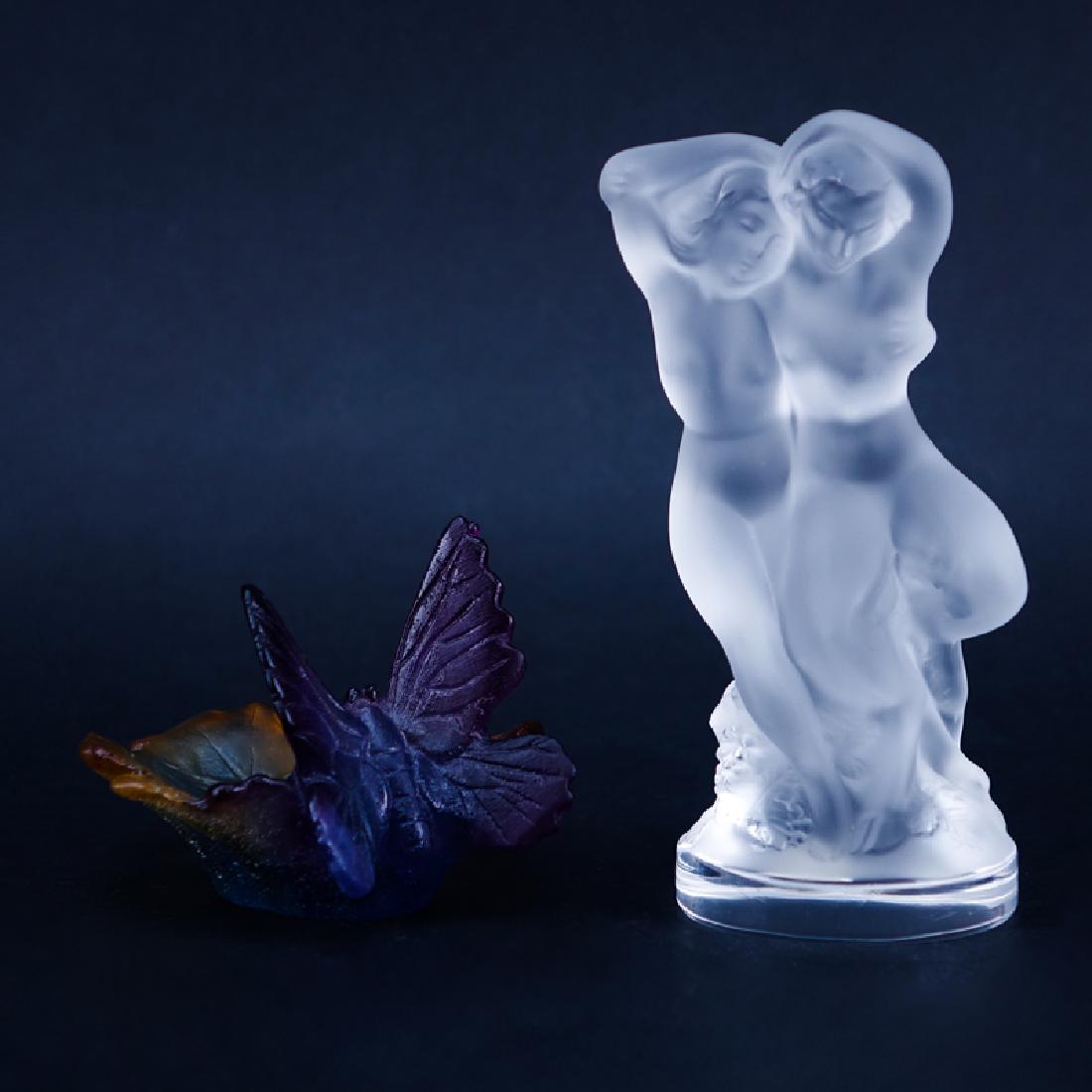 Daum Pate De Verre Butterfly On Leaf Dish and a Lalique (1 of 6)