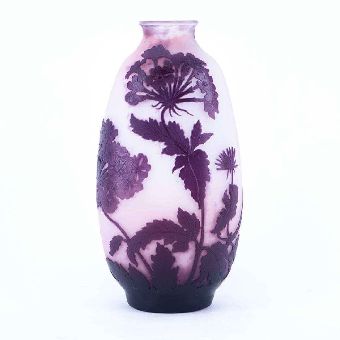 Large Cameo Glass Purple Flower Vase. Polished pontil (1 of 5)