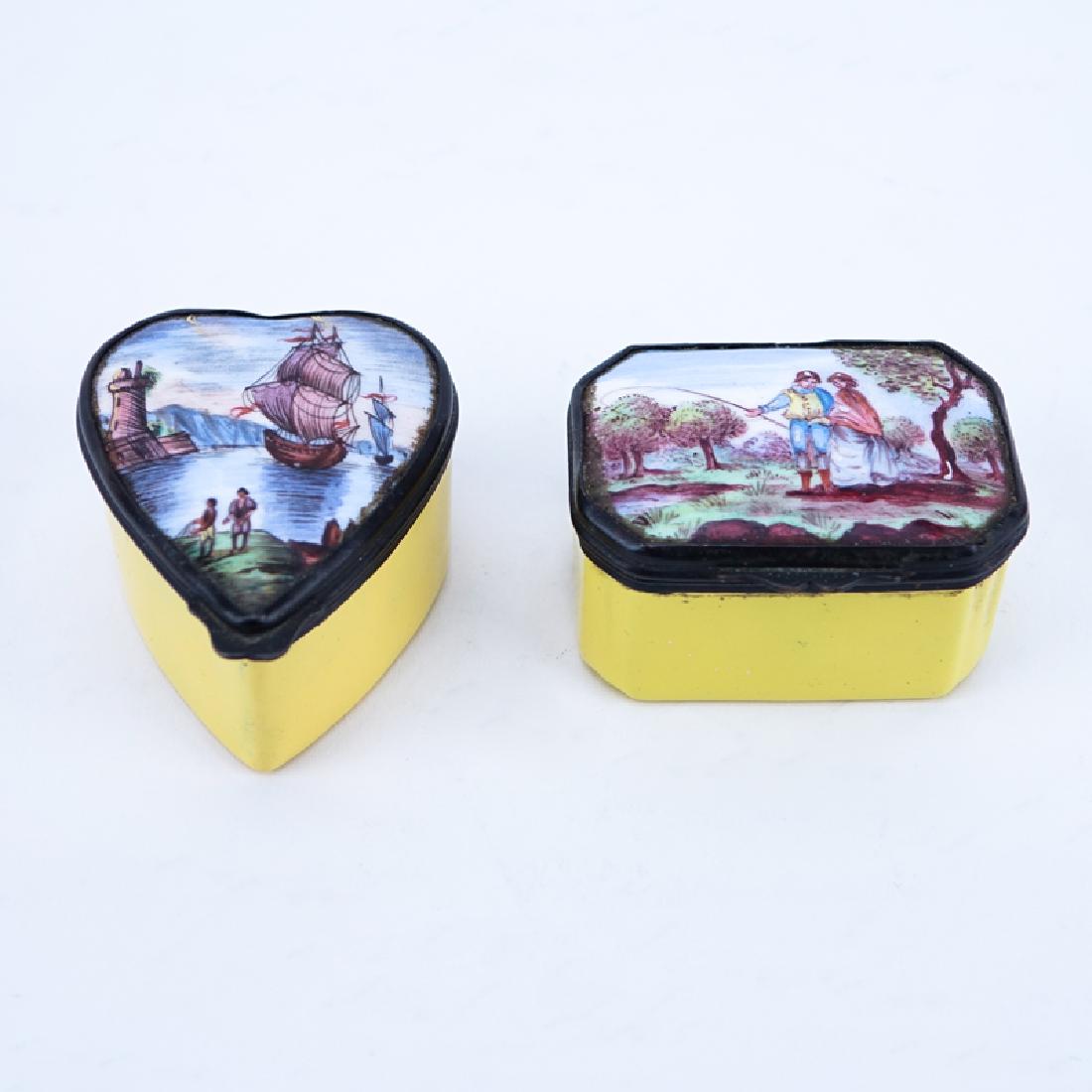 Two (2) Early English Enamel Patch Boxes. Possibly 18th (1 of 4)