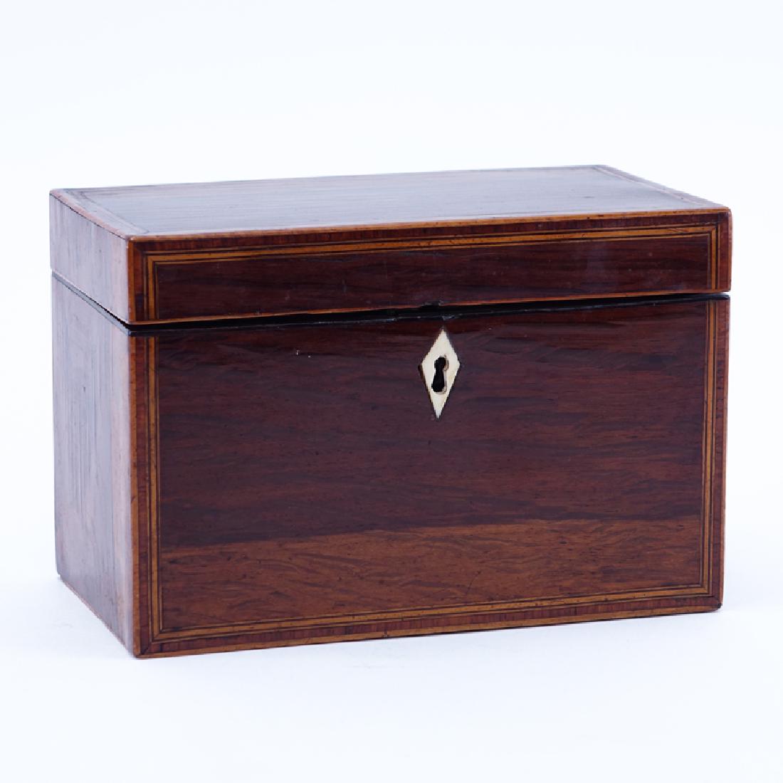 Antique English Banded Inlaid Tea Caddy. Unsigned. Good (1 of 4)