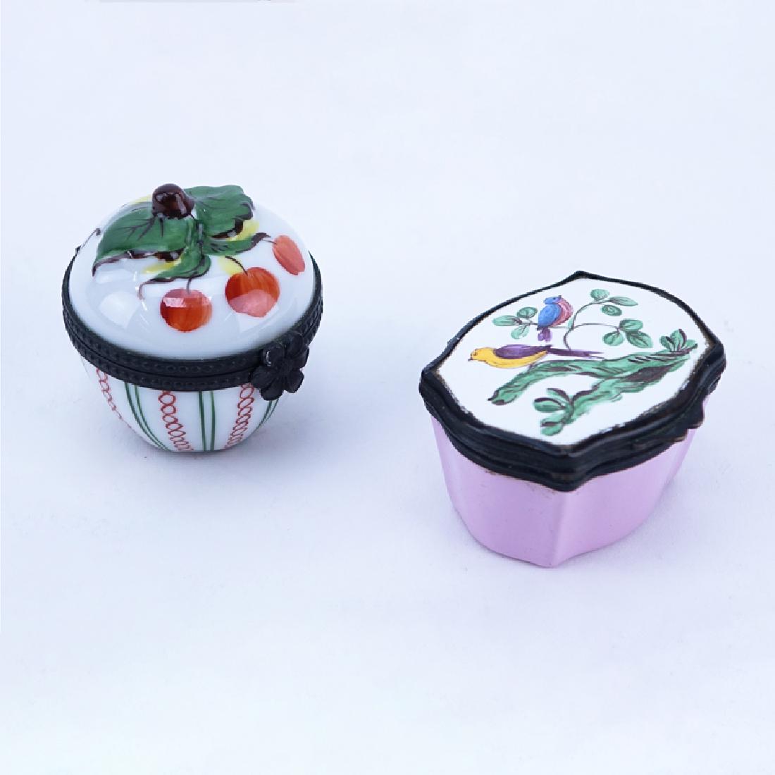 Two (2) Antique Patch Boxes. One handpainted porcelain, (1 of 3)