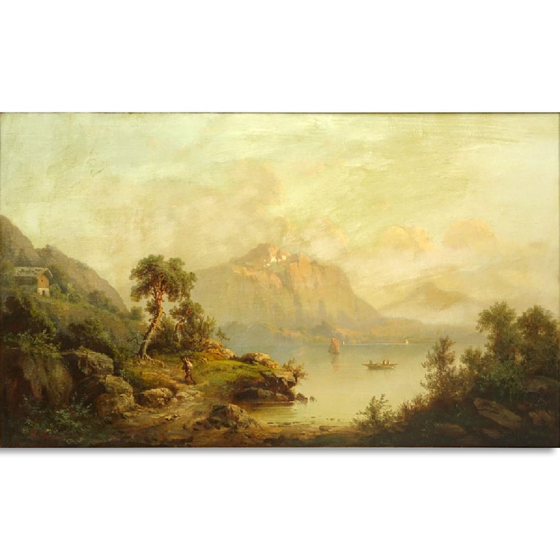 Antique Oil on Canvas, Austrian Landscape Scene with (1 of 6)