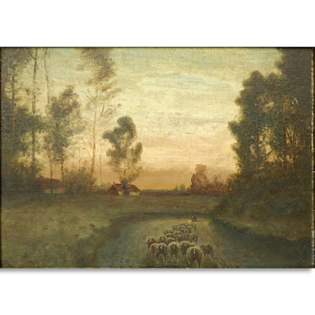 J.L. Albert (20th C.) Oil on Board "Shepherd Leading (1 of 6)