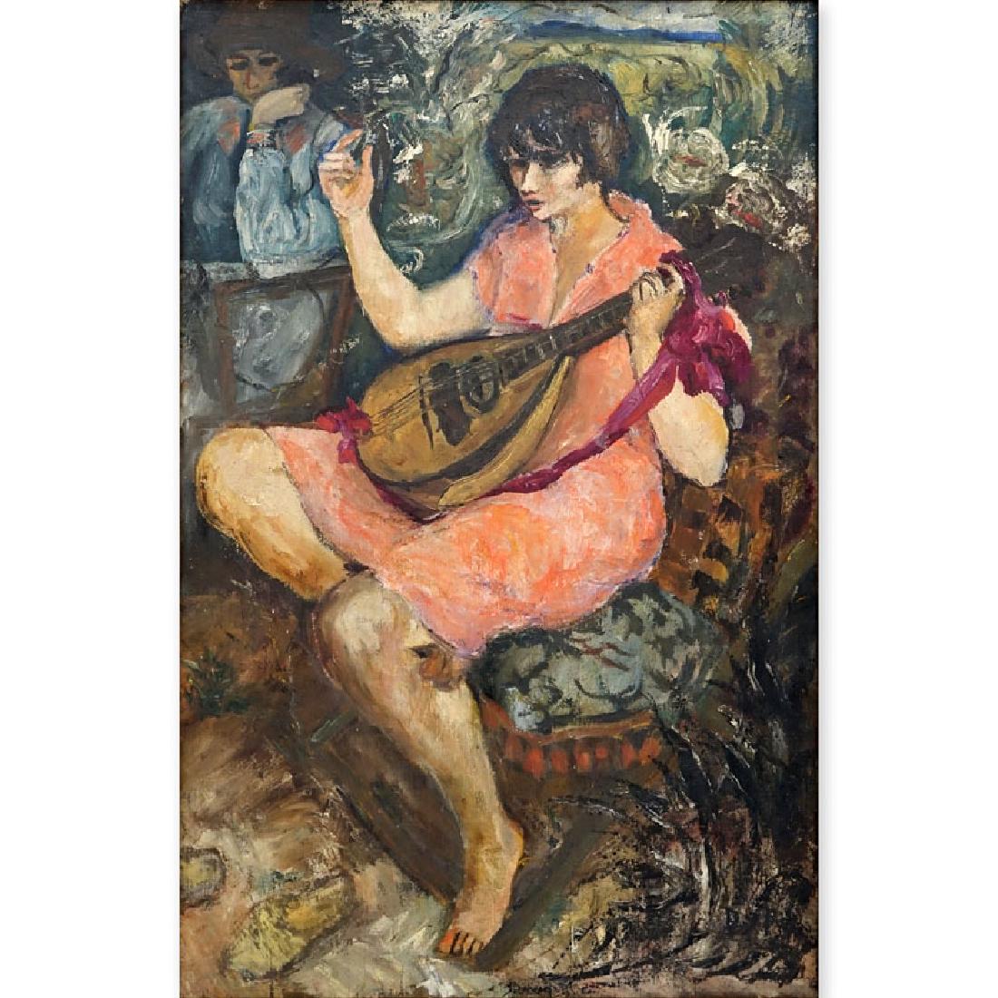 after: Marcel Dyf, French (1899-1985) Oil on Canvas,: after: Marcel Dyf, French (1899-1985) Oil on Canvas, Woman Playing Mandolin. Signed lower right. Good condition. Measures 39-1/2" H, 25-1/2" W; frame measures 45-1/2" H, 31-1/2" W. Shipping: Third Par