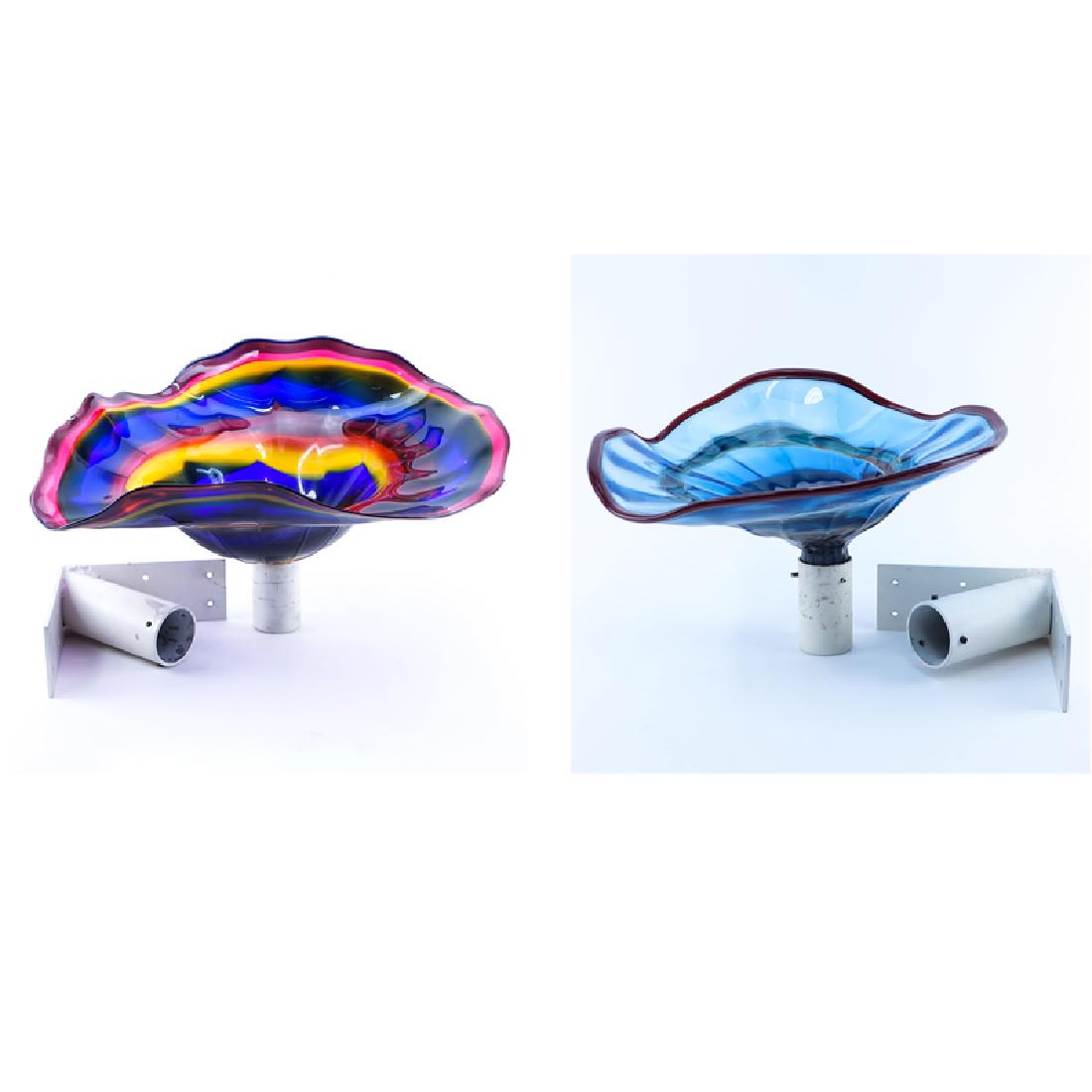 Pair of Large Hand Blown Art Glass Sculpture with Wall (1 of 7)