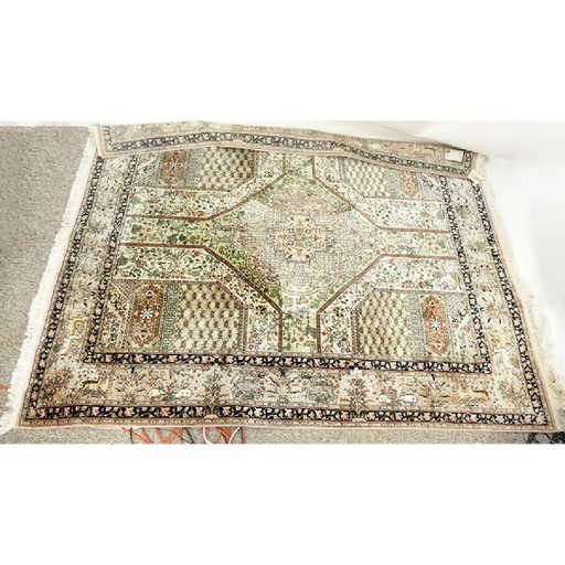 Large Persian Style Silk Rug. Label attached on