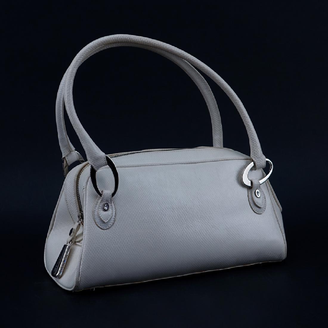 Judith Lieber White Snakeskin Handbag. Silver-tone (1 of 7)