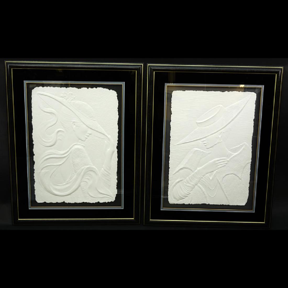 Two (2) Large Framed Art Deco Artworks, Women Posing, (1 of 7)