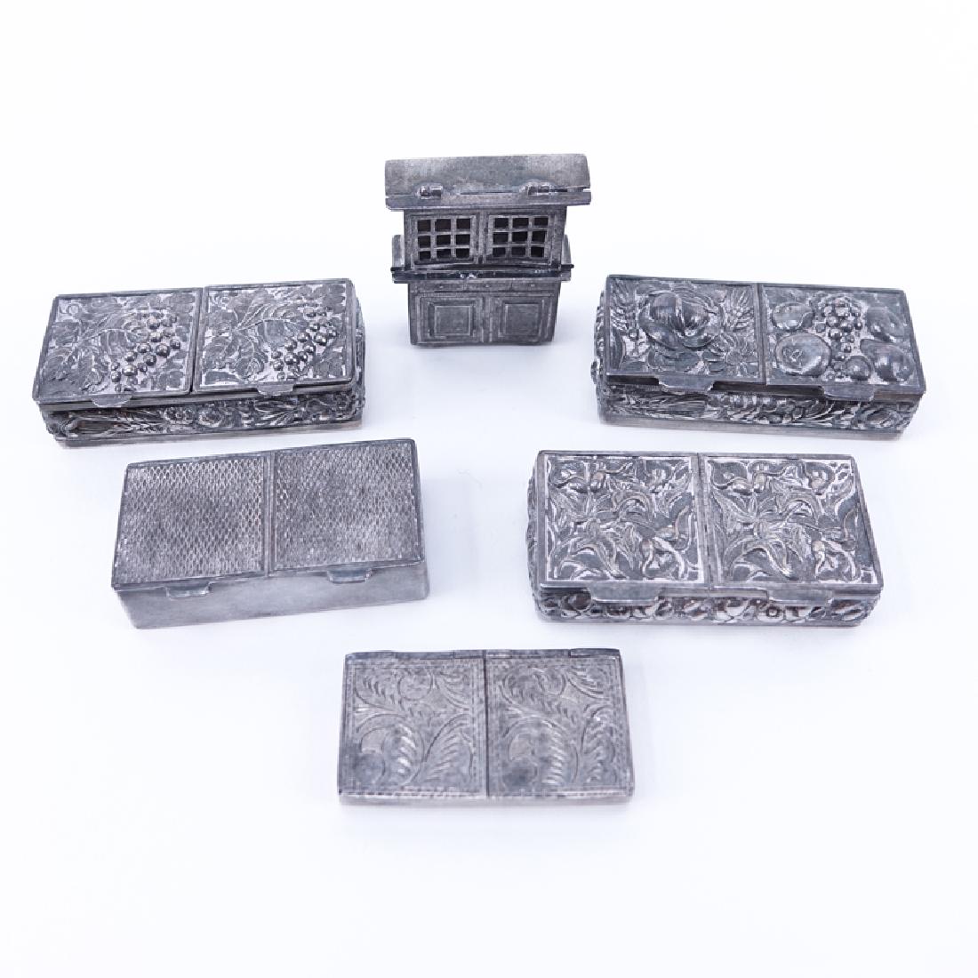 Collection of Six (6) Antique Silver Pill Boxes. (1 of 6)