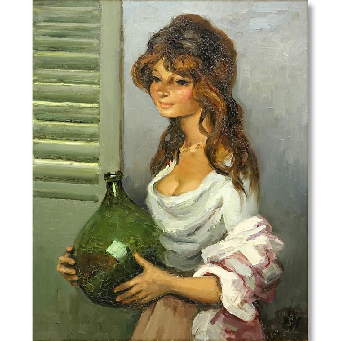 Marcel Dyf, French (1899 - 1985) Oil on Canvas: Marcel Dyf, French (1899 - 1985) Oil on Canvas "Gitane". Signed lower right. Labels en verso: Doyle New York (November 7, 2007 Lot 59), FR descriptive label. Stamped en verso. Craquelure. Measures 28-