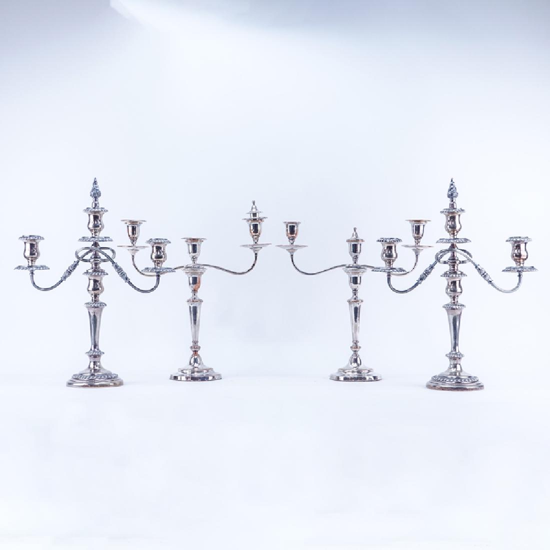 Two (2) Pair of Antique Silver Plated Candelabras. Both (1 of 7)