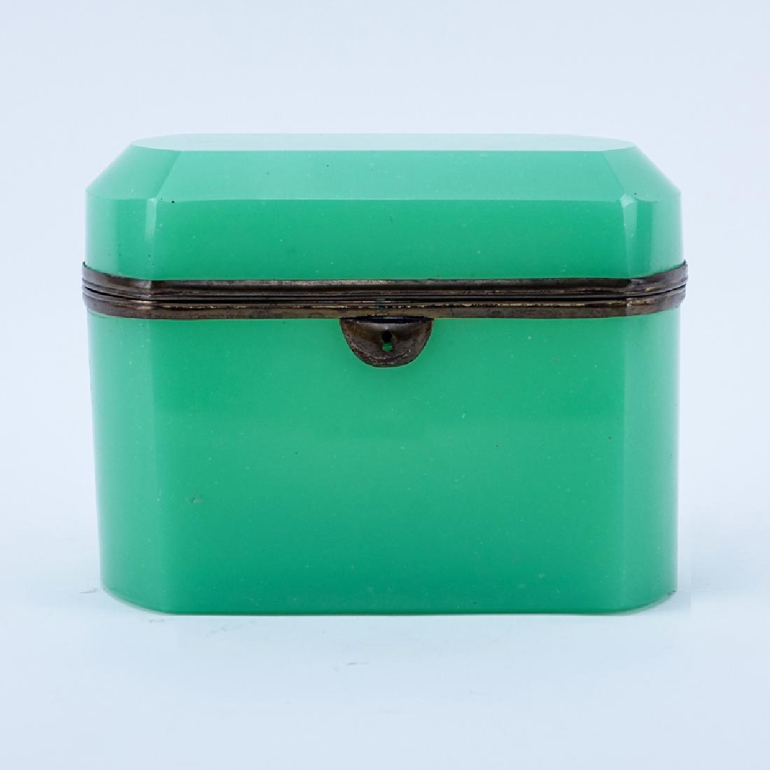 Antique Green Opaline Glass Hinged Box. (1 of 4)