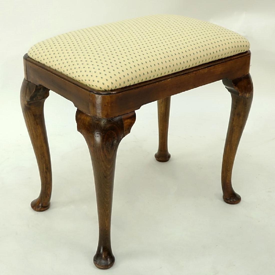 Antique Queen Anne Upholstered Bench. Scratches to wood (1 of 5)