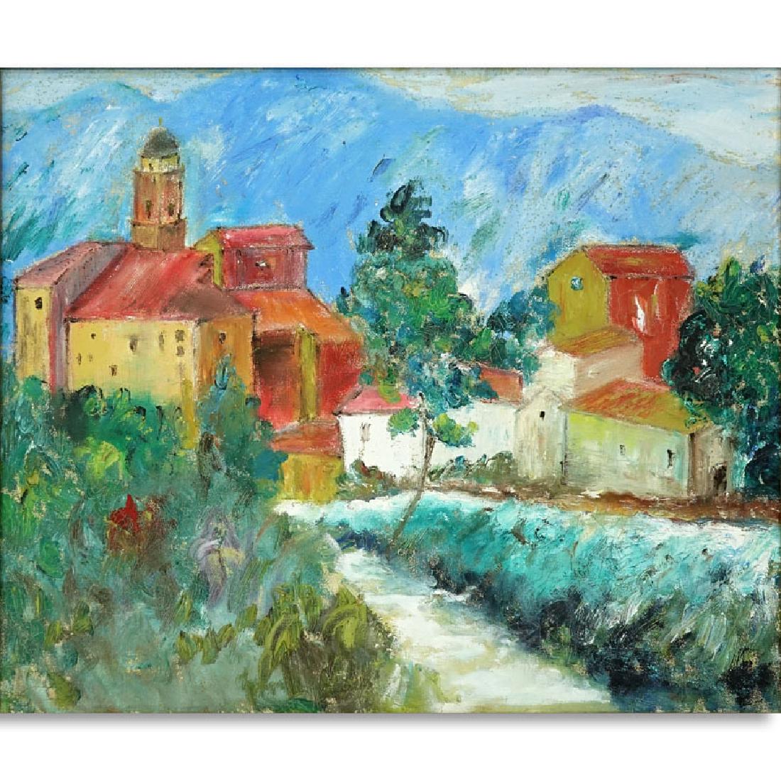 Mid Century American School Oil On Canvas "Village (1 of 6)