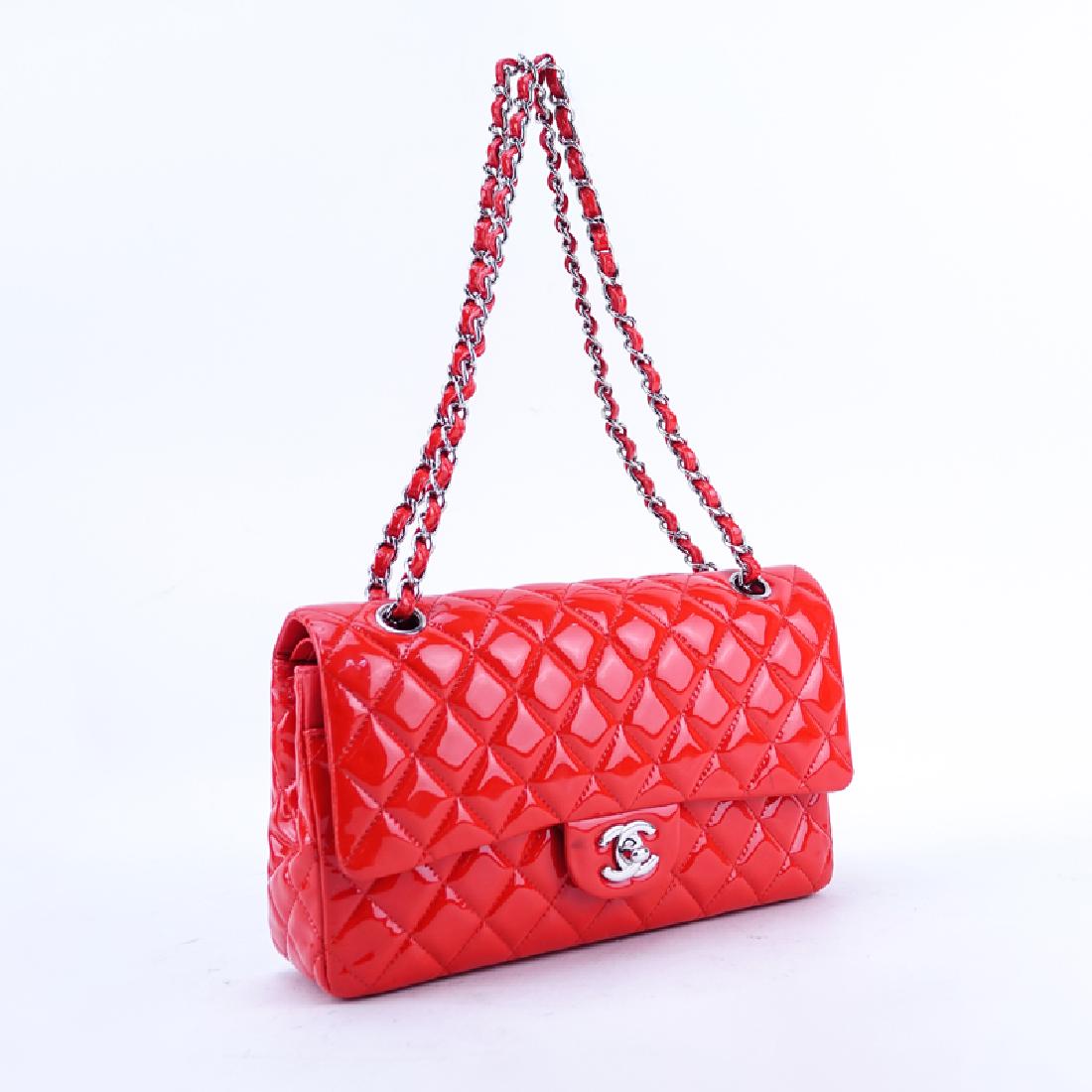 Chanel Red Quilted Patent Leather Classic Double Flap (1 of 8)