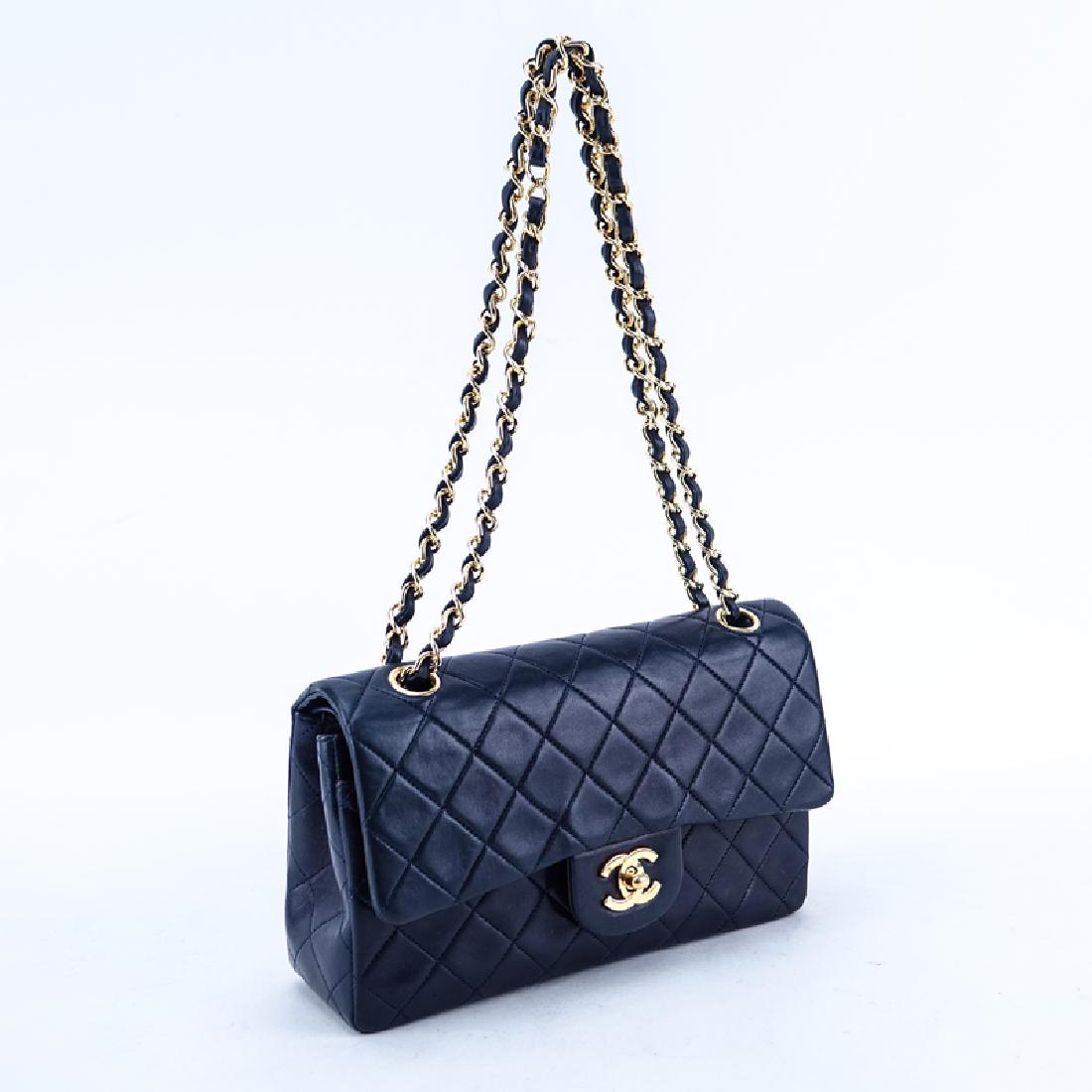 Chanel Navy Blue Quilted Leather Classic Double Flap (1 of 5)