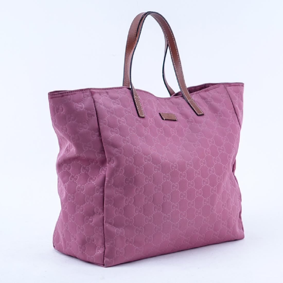 Gucci Pink Canvas Monogram Canvas Guccissima Tote. (1 of 7)