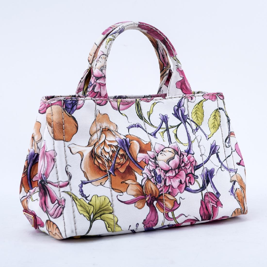 Prada Multi-Colored Floral Motif Canvas Canapa Mini (1 of 7)