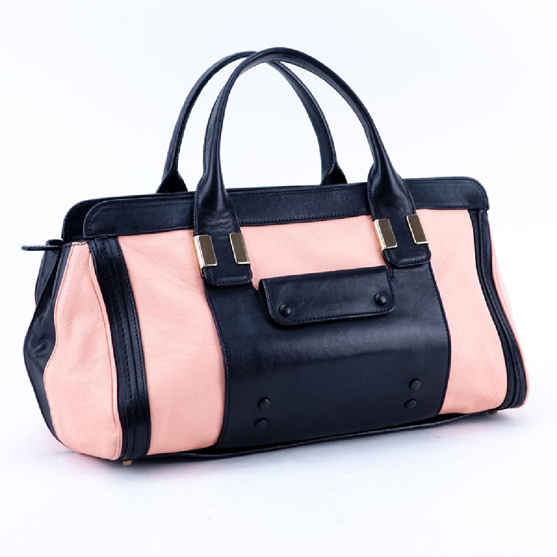 Chloe Peach Pink/Black Smooth Leather Alice MM Handbag. (1 of 6)