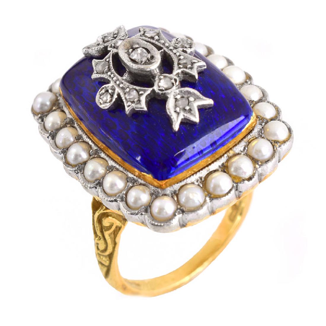 Antique English 18 Karat Yellow Gold, Enamel, Seed (1 of 7)