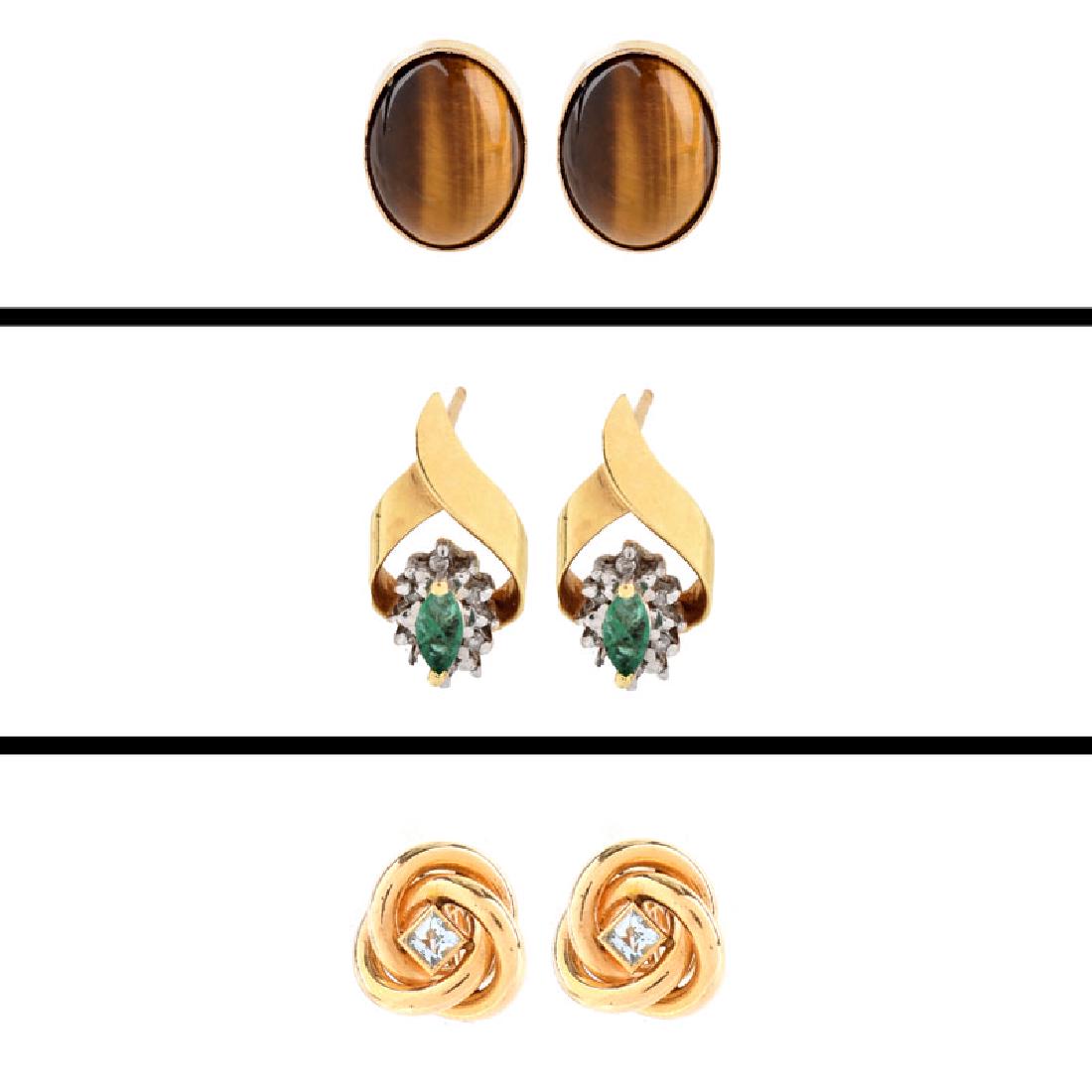 Three (3) Pair of Vintage 14 Karat Yellow Gold Earrings (1 of 16)