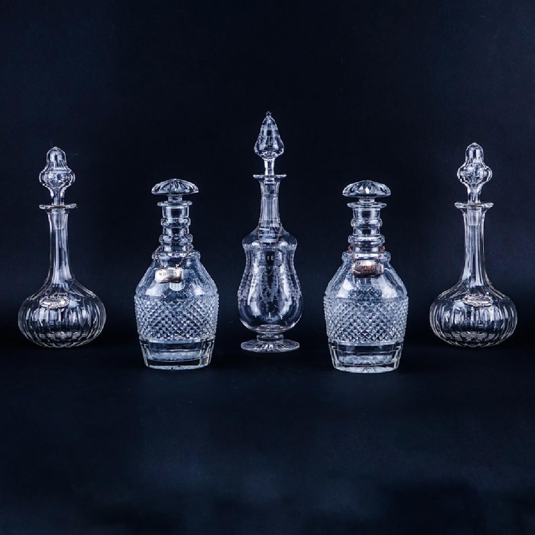 Grouping od Five (5) Antique Cut Crystal Decanters all (1 of 5)