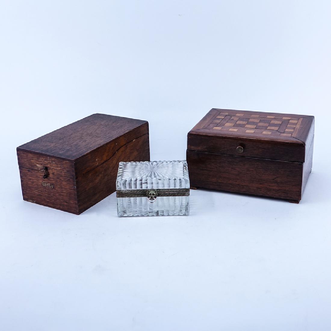 Grouping of Three (3): Vintage Wooden Jewelry Box, (1 of 3)