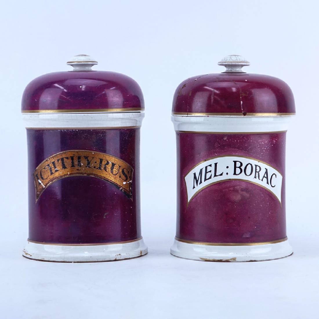 Pair of Antique Apothecary Porcelain Pharmacy Covered (1 of 3)