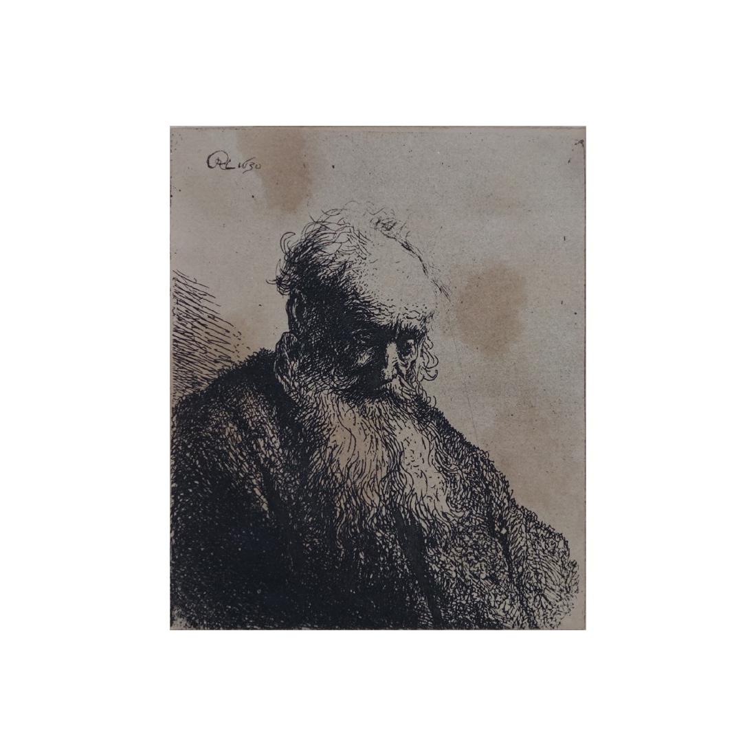 Rembrandt Van Rijn, Dutch (1606 - 1669) Etching "Bust (1 of 4)