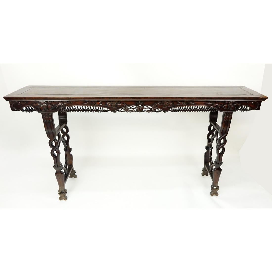 Chinese Deep Carved Rosewood Alter Table. Carved and (1 of 3)