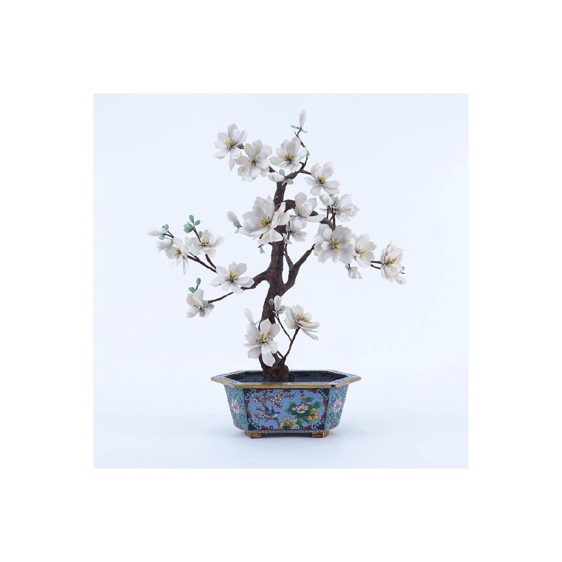 Vintage Chinese Ming Tree In CloisonnÃ© Jardiniere. (1 of 4)