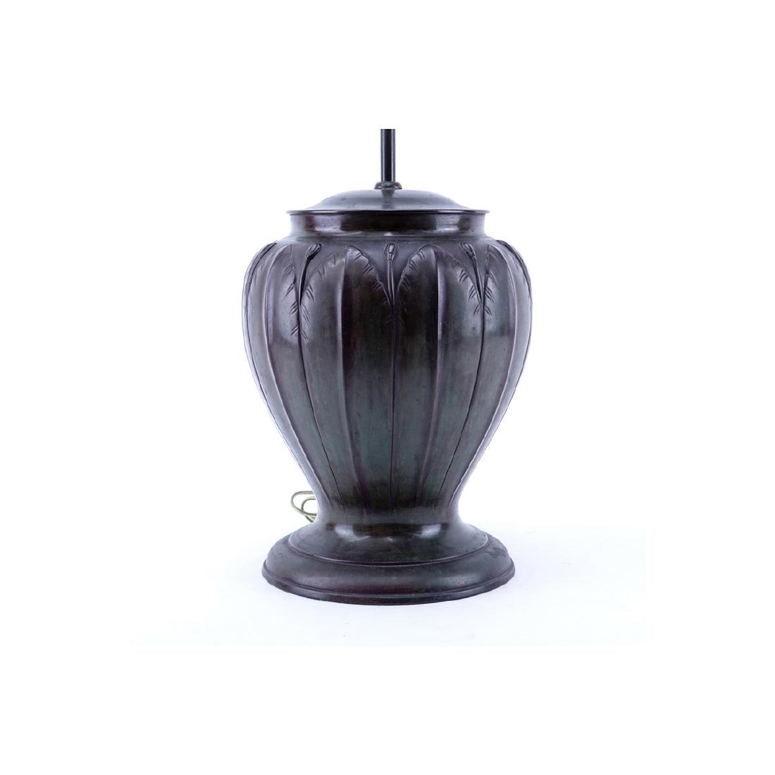 Chinese Art Nouveau Patinated Bronze Lamp. Signed. (1 of 4)