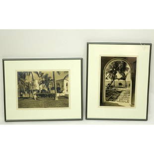 Two (2) Works by Samuel Gottscho, American (1875 -: Two (2) Works by Samuel Gottscho, American (1875 - 1971) Black and White Silver Gelatin Prints of Two Distinctive Outdoor Scenes, Each Signed in Pencil Lower Right. Good condition. Tallest Frame measu