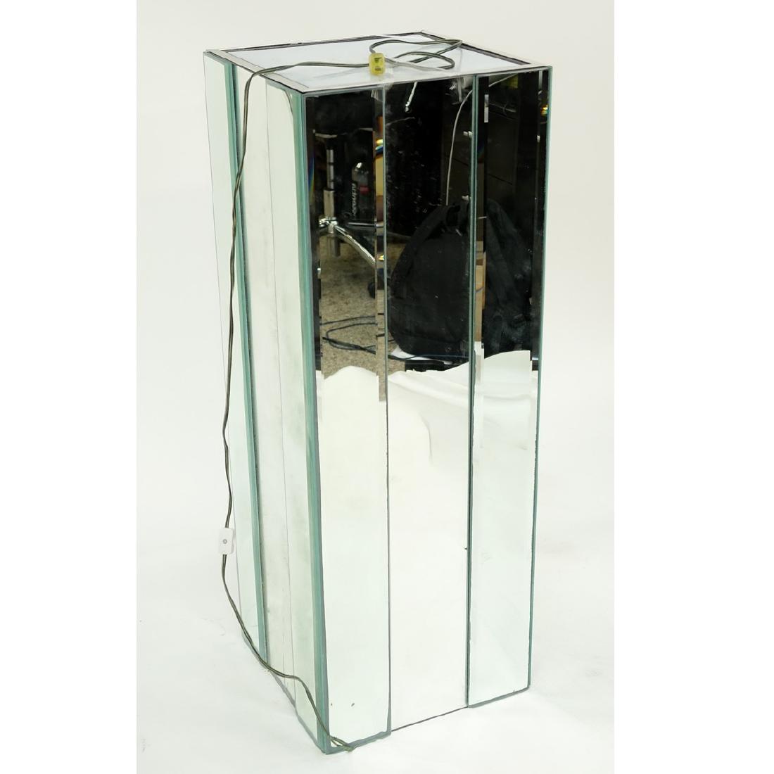 Mid Century Modern Lighted Mirrored Pedestal. Unsigned. (1 of 3)
